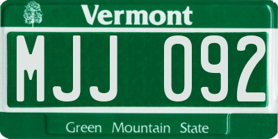 VT license plate MJJ092