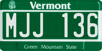 VT license plate MJJ136