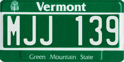 VT license plate MJJ139