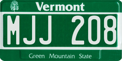 VT license plate MJJ208