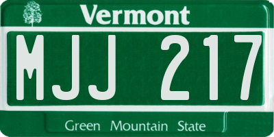 VT license plate MJJ217