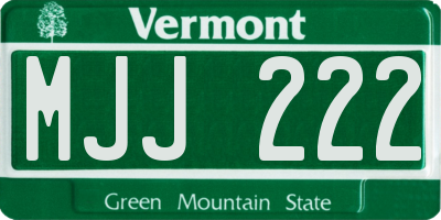 VT license plate MJJ222