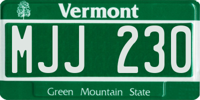 VT license plate MJJ230