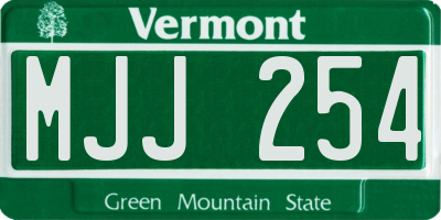 VT license plate MJJ254