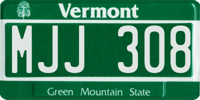 VT license plate MJJ308