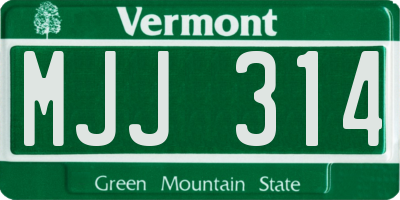 VT license plate MJJ314