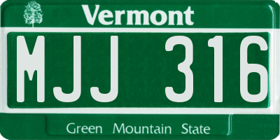 VT license plate MJJ316
