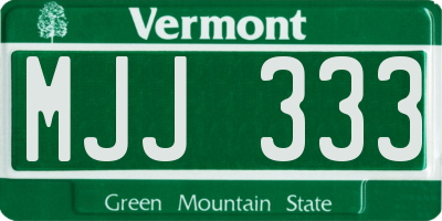 VT license plate MJJ333