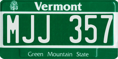 VT license plate MJJ357