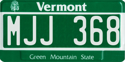 VT license plate MJJ368