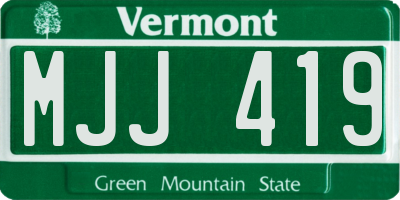 VT license plate MJJ419