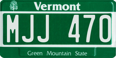 VT license plate MJJ470