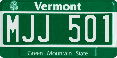 VT license plate MJJ501