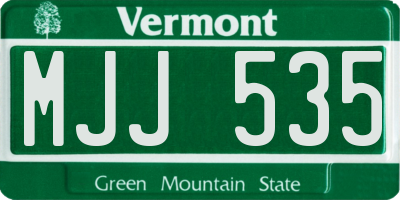 VT license plate MJJ535