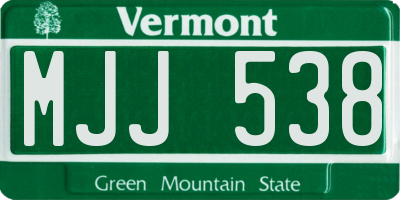 VT license plate MJJ538