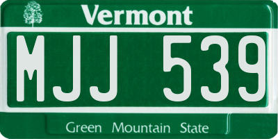 VT license plate MJJ539
