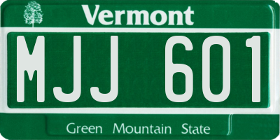 VT license plate MJJ601