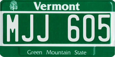 VT license plate MJJ605
