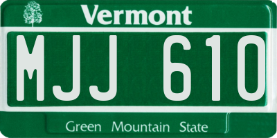 VT license plate MJJ610