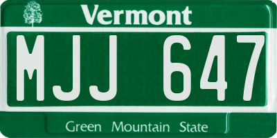 VT license plate MJJ647