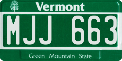 VT license plate MJJ663