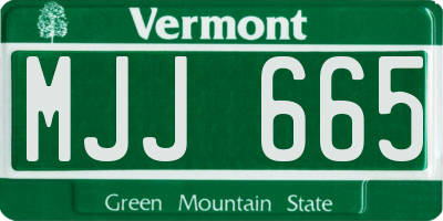 VT license plate MJJ665