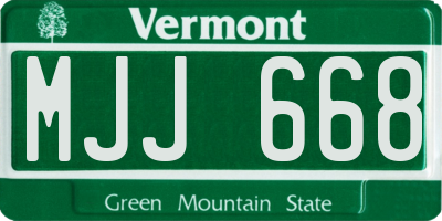 VT license plate MJJ668