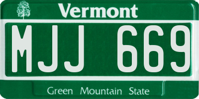 VT license plate MJJ669