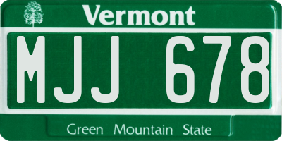 VT license plate MJJ678