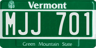 VT license plate MJJ701