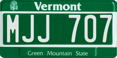 VT license plate MJJ707
