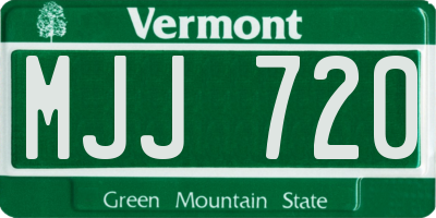 VT license plate MJJ720