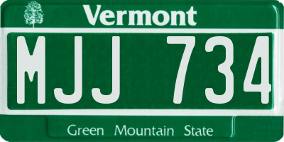 VT license plate MJJ734