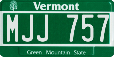 VT license plate MJJ757