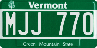 VT license plate MJJ770