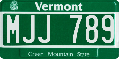 VT license plate MJJ789