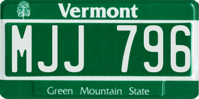 VT license plate MJJ796