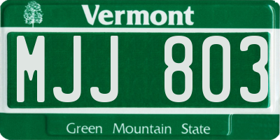 VT license plate MJJ803