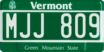 VT license plate MJJ809