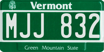 VT license plate MJJ832