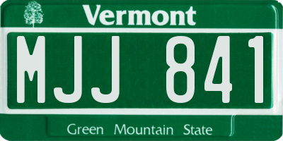 VT license plate MJJ841