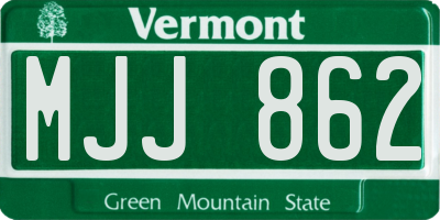 VT license plate MJJ862