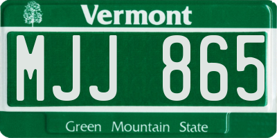 VT license plate MJJ865