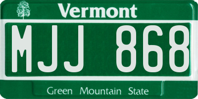 VT license plate MJJ868