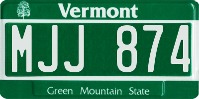 VT license plate MJJ874