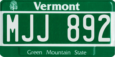 VT license plate MJJ892
