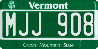 VT license plate MJJ908