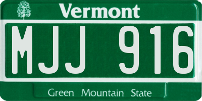VT license plate MJJ916