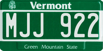 VT license plate MJJ922