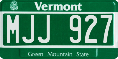 VT license plate MJJ927
